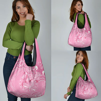 Australia Indigenous Grocery Bag Pink Ribbon Breast Cancer Butterfly Aboriginal