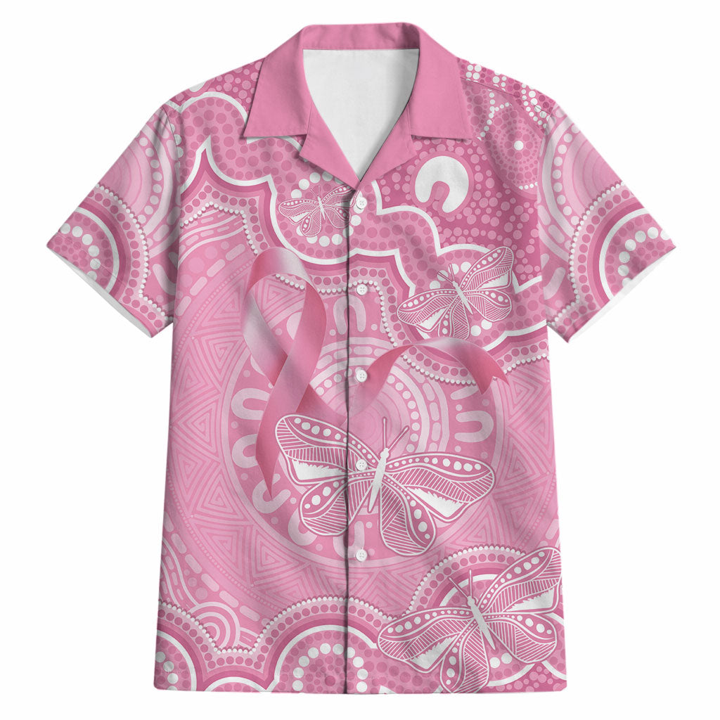 Australia Indigenous Hawaiian Shirt Pink Ribbon Breast Cancer Butterfly Aboriginal