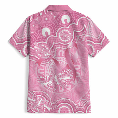 Australia Indigenous Hawaiian Shirt Pink Ribbon Breast Cancer Butterfly Aboriginal