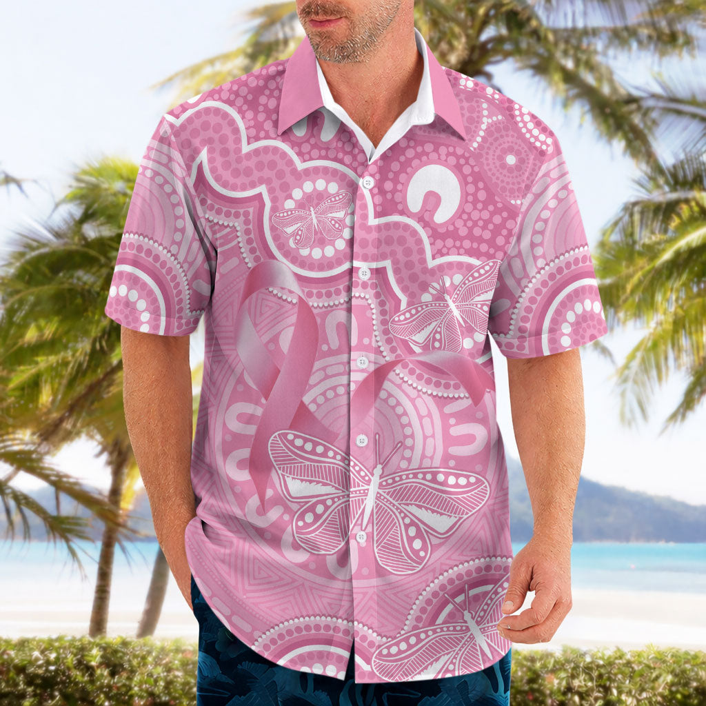 Australia Indigenous Hawaiian Shirt Pink Ribbon Breast Cancer Butterfly Aboriginal