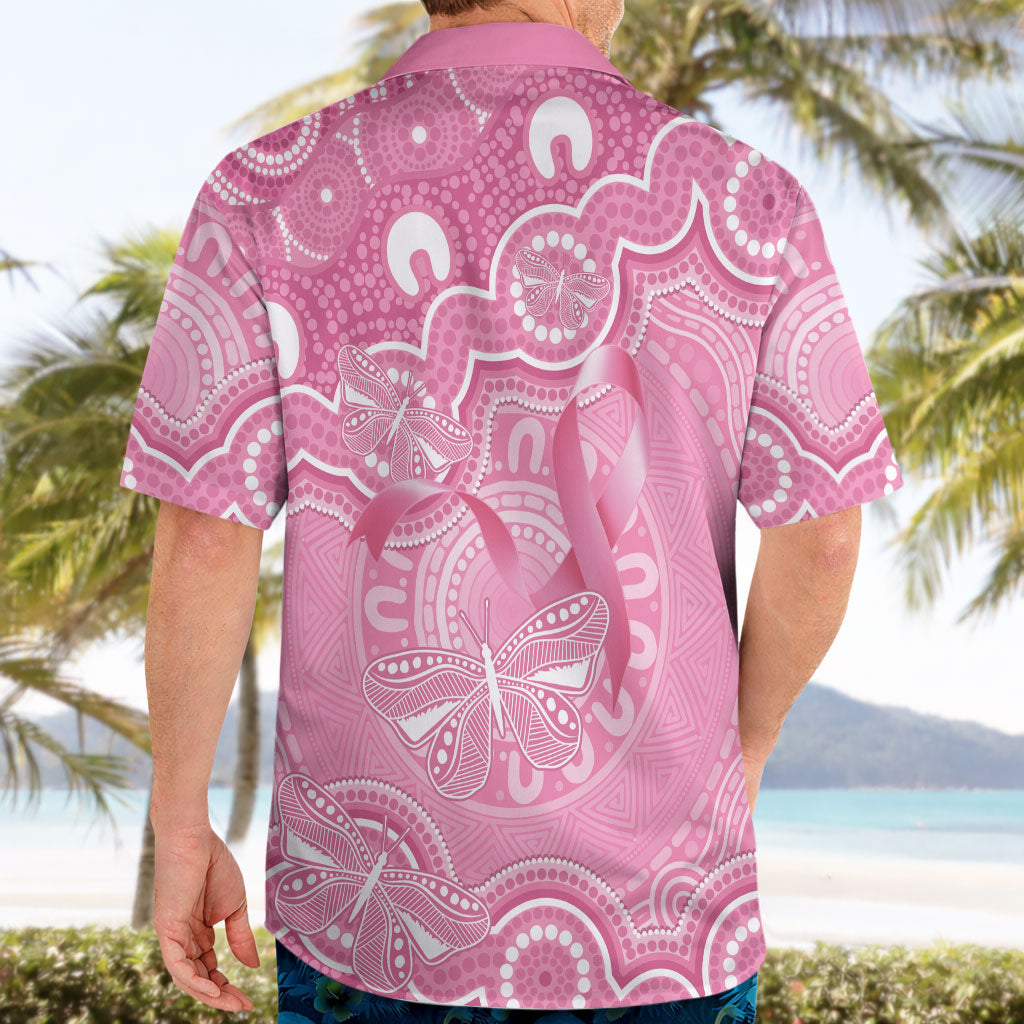 Australia Indigenous Hawaiian Shirt Pink Ribbon Breast Cancer Butterfly Aboriginal