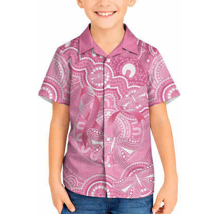 Australia Indigenous Hawaiian Shirt Pink Ribbon Breast Cancer Butterfly Aboriginal