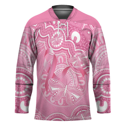 Australia Indigenous Hockey Jersey Pink Ribbon Breast Cancer Butterfly Aboriginal