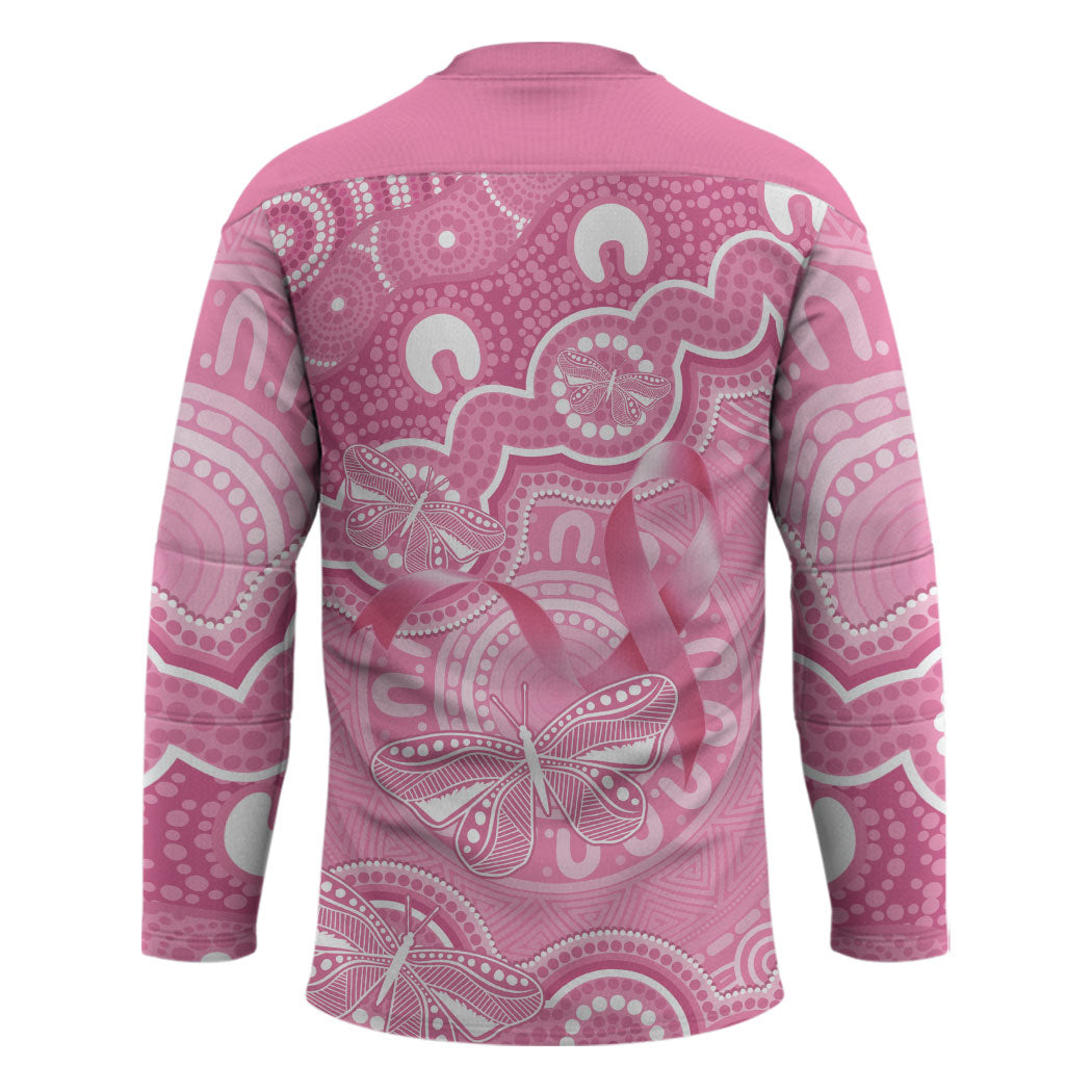 Australia Indigenous Hockey Jersey Pink Ribbon Breast Cancer Butterfly Aboriginal