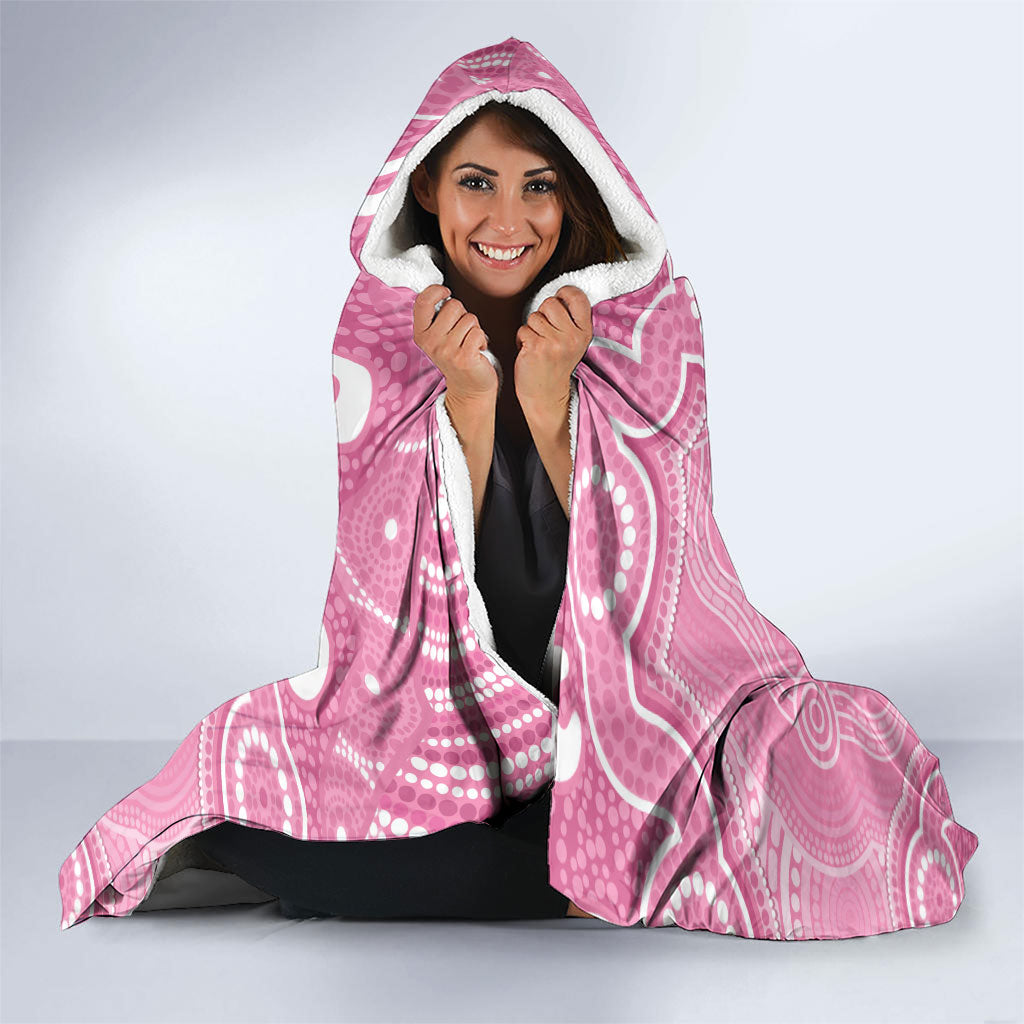 Australia Indigenous Hooded Blanket Pink Ribbon Breast Cancer Butterfly Aboriginal