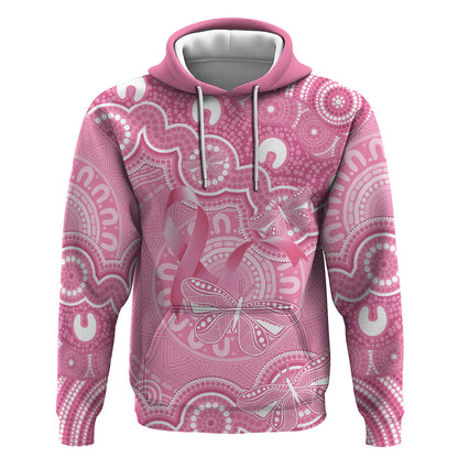 Australia Indigenous Hoodie Pink Ribbon Breast Cancer Butterfly Aboriginal