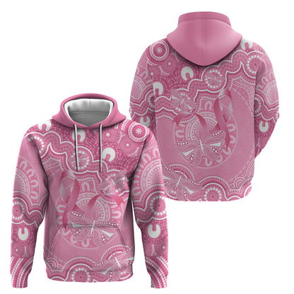 Australia Indigenous Hoodie Pink Ribbon Breast Cancer Butterfly Aboriginal