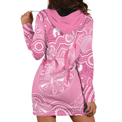 Australia Indigenous Hoodie Dress Pink Ribbon Breast Cancer Butterfly Aboriginal