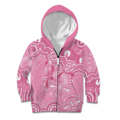 Australia Indigenous Kid Hoodie Pink Ribbon Breast Cancer Butterfly Aboriginal