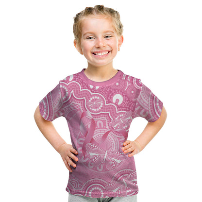 Australia Indigenous Kid T Shirt Pink Ribbon Breast Cancer Butterfly Aboriginal