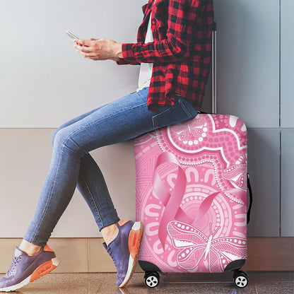 Australia Indigenous Luggage Cover Pink Ribbon Breast Cancer Butterfly Aboriginal