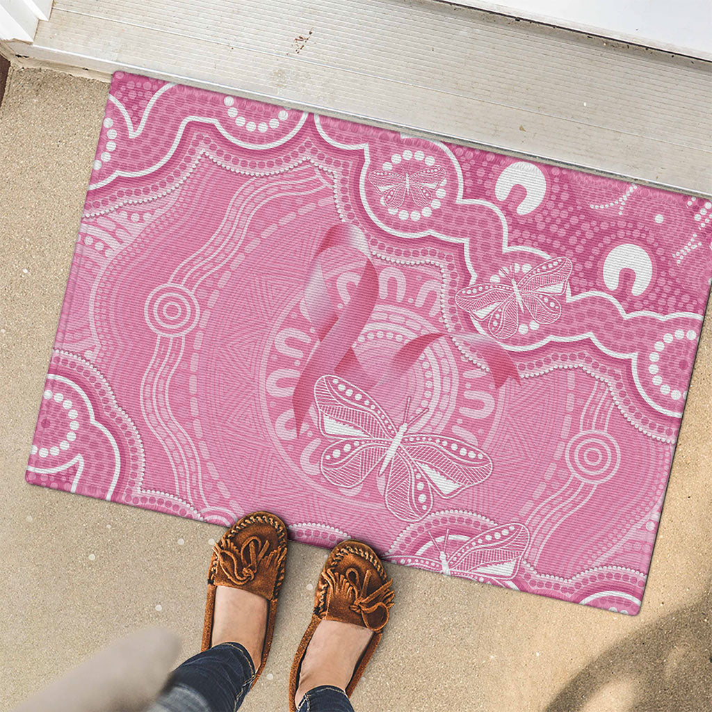 Australia Indigenous Rubber Doormat Pink Ribbon Breast Cancer Butterfly Aboriginal