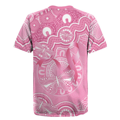 Australia Indigenous Rugby Jersey Pink Ribbon Breast Cancer Butterfly Aboriginal