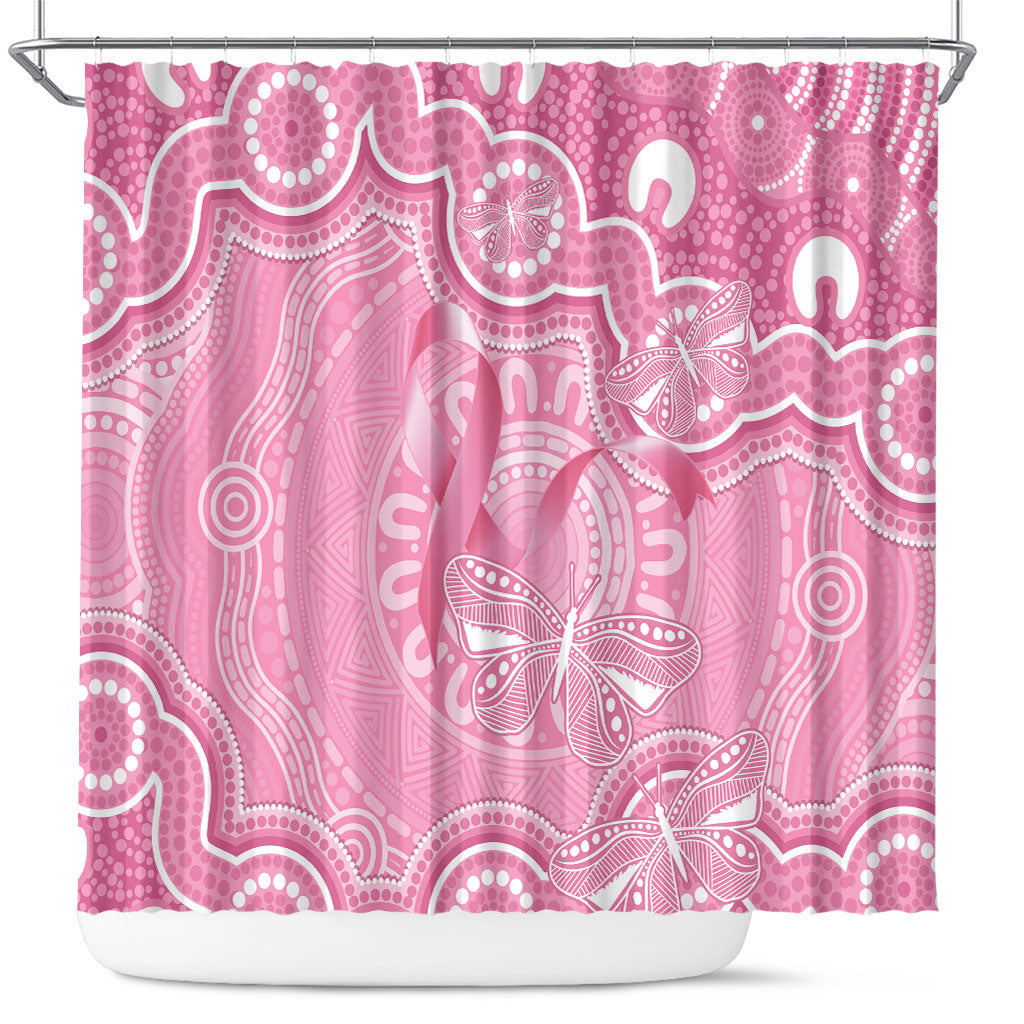 Australia Indigenous Shower Curtain Pink Ribbon Breast Cancer Butterfly Aboriginal