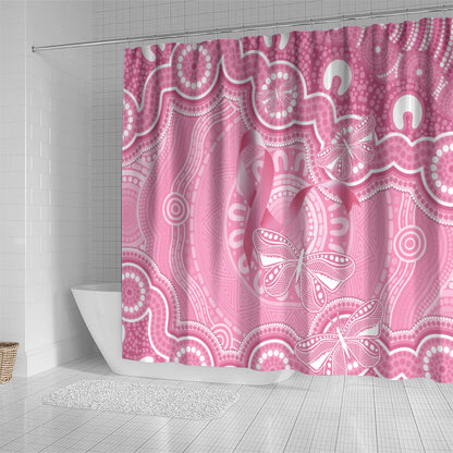 Australia Indigenous Shower Curtain Pink Ribbon Breast Cancer Butterfly Aboriginal