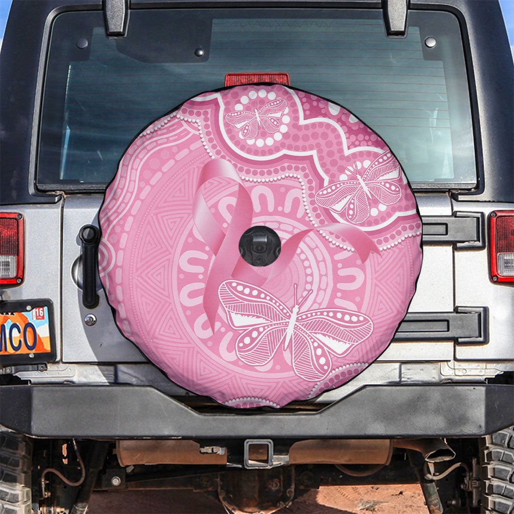 Australia Indigenous Spare Tire Cover Pink Ribbon Breast Cancer Butterfly Aboriginal