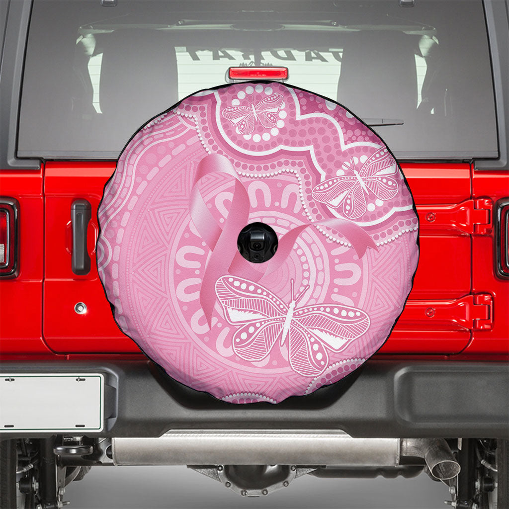Australia Indigenous Spare Tire Cover Pink Ribbon Breast Cancer Butterfly Aboriginal