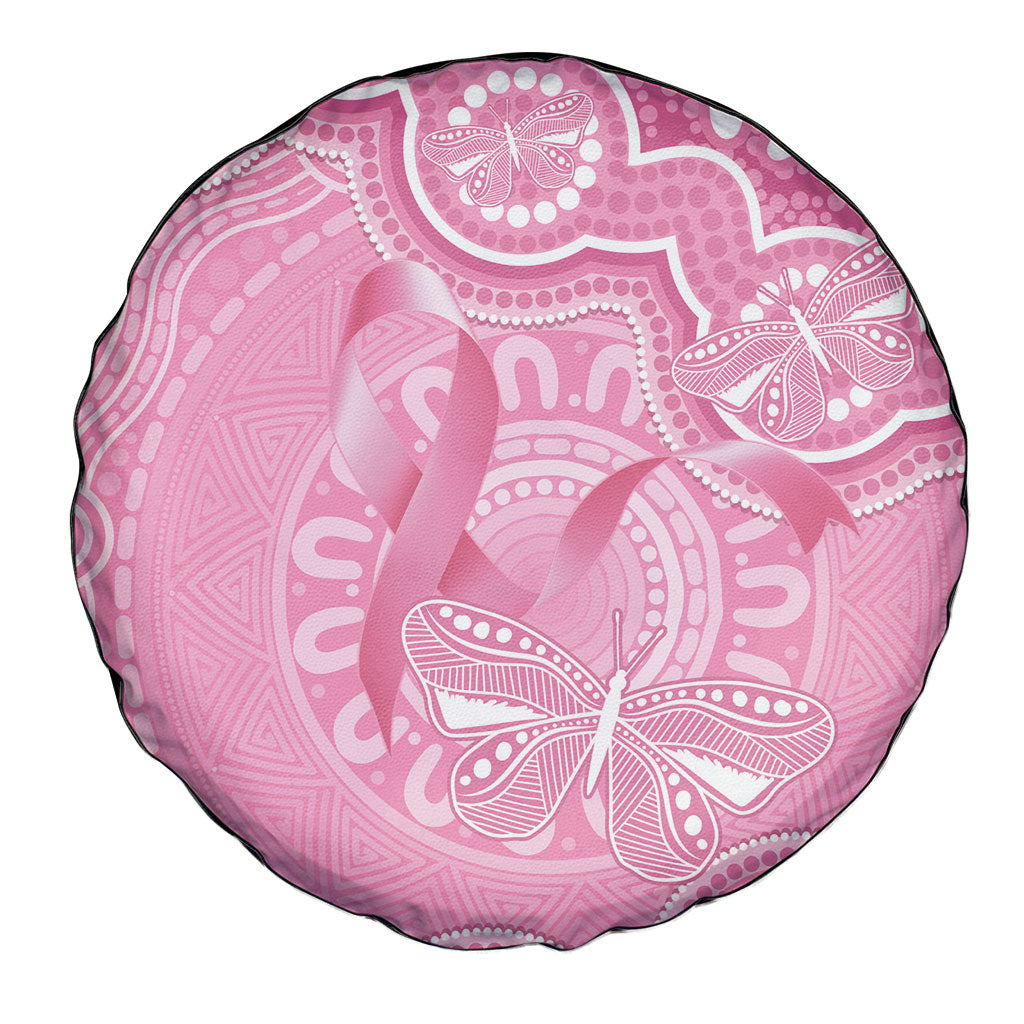 Australia Indigenous Spare Tire Cover Pink Ribbon Breast Cancer Butterfly Aboriginal