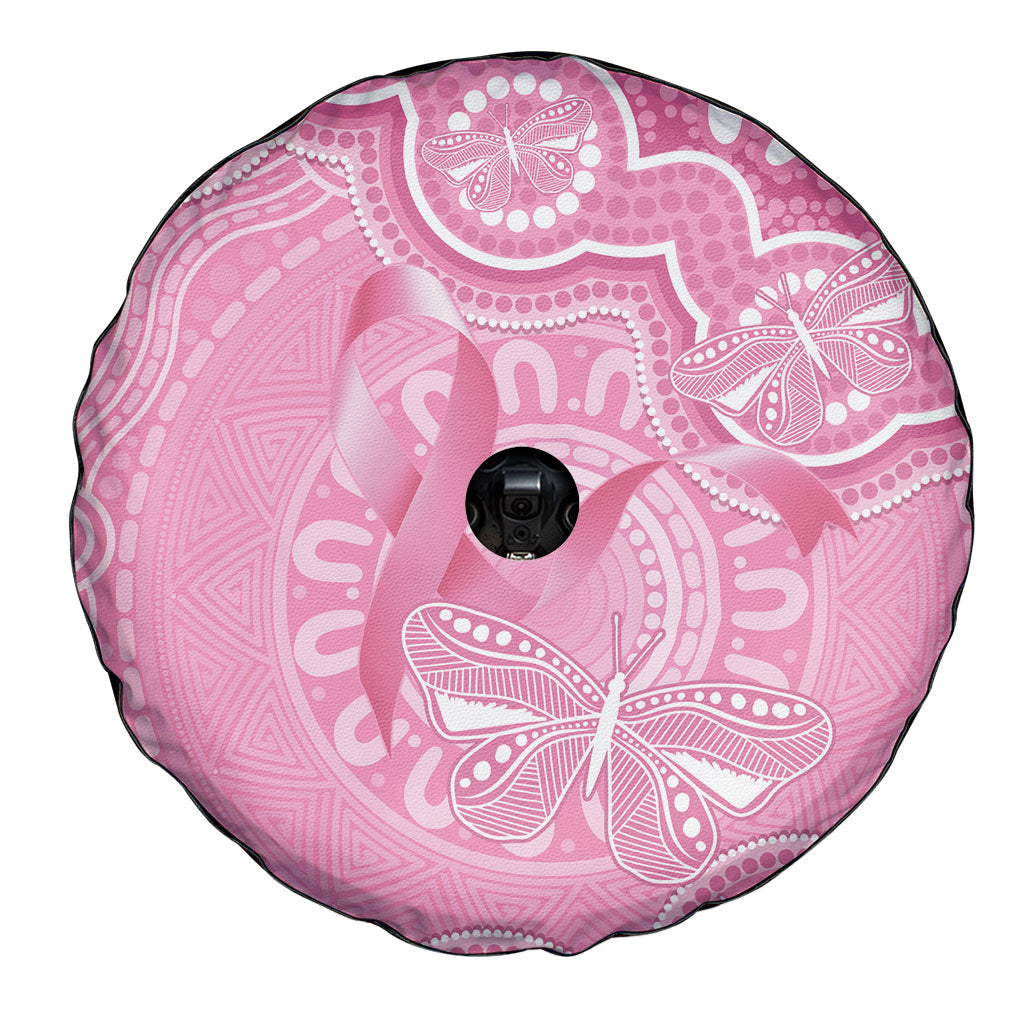 Australia Indigenous Spare Tire Cover Pink Ribbon Breast Cancer Butterfly Aboriginal
