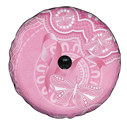 Australia Indigenous Spare Tire Cover Pink Ribbon Breast Cancer Butterfly Aboriginal