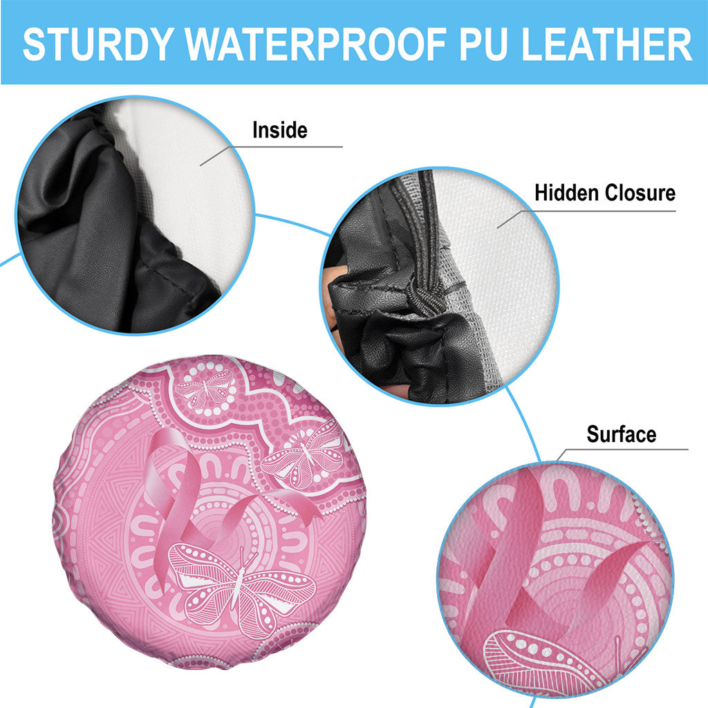 Australia Indigenous Spare Tire Cover Pink Ribbon Breast Cancer Butterfly Aboriginal