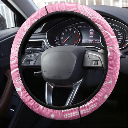 Australia Indigenous Steering Wheel Cover Pink Ribbon Breast Cancer Butterfly Aboriginal