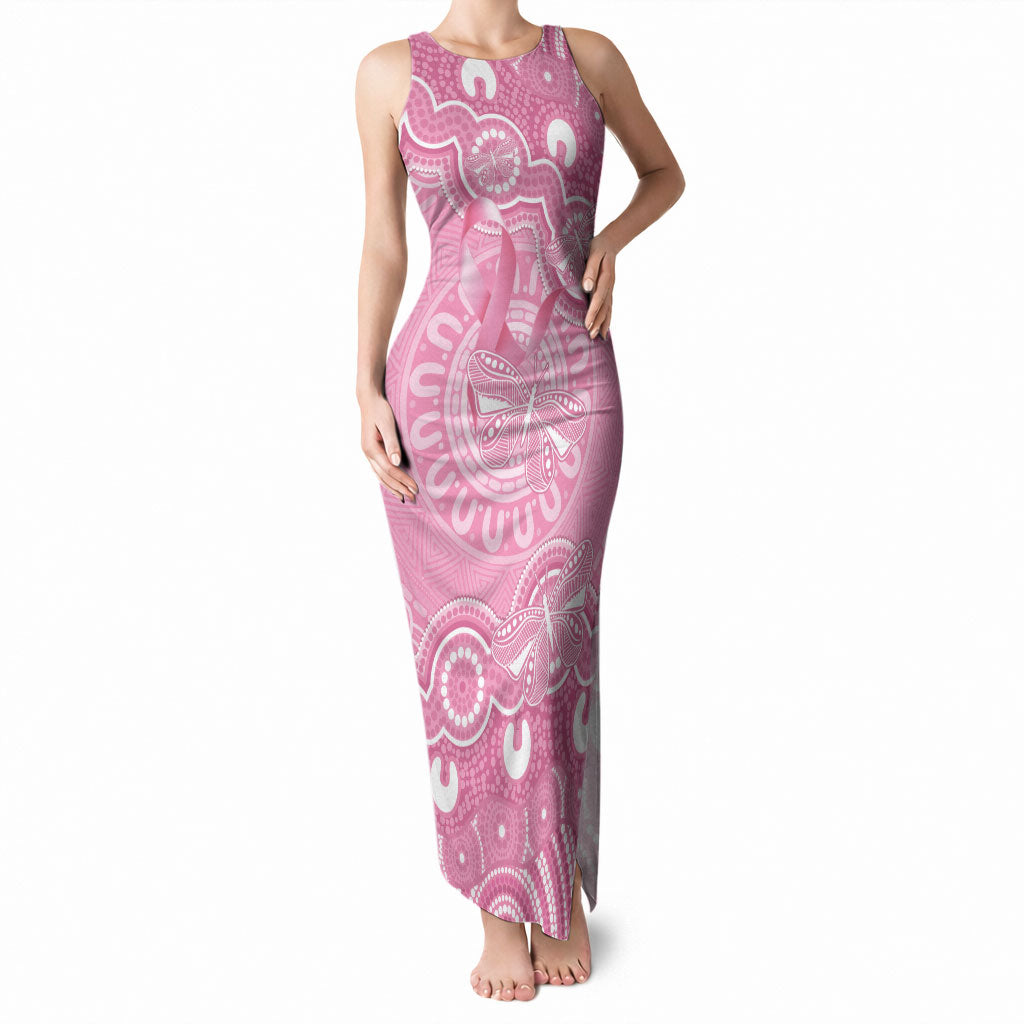 Australia Indigenous Tank Maxi Dress Pink Ribbon Breast Cancer Butterfly Aboriginal