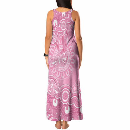 Australia Indigenous Tank Maxi Dress Pink Ribbon Breast Cancer Butterfly Aboriginal