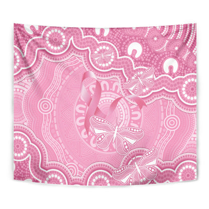 Australia Indigenous Tapestry Pink Ribbon Breast Cancer Butterfly Aboriginal