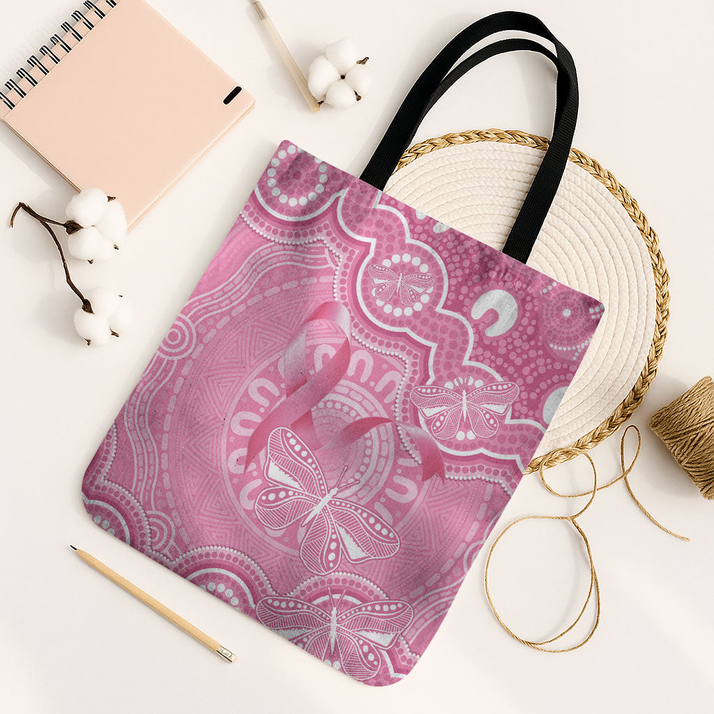 Australia Indigenous Tote Bag Pink Ribbon Breast Cancer Butterfly Aboriginal