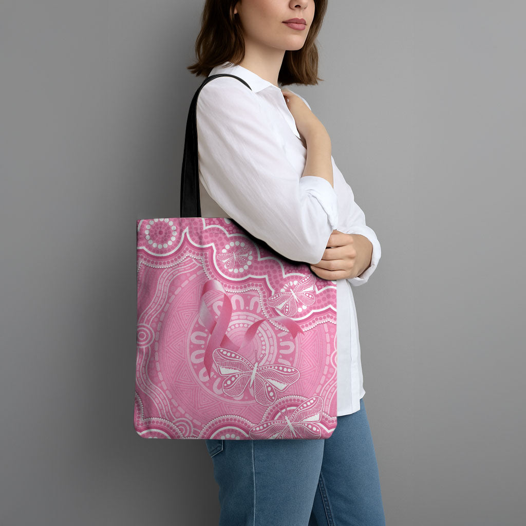 Australia Indigenous Tote Bag Pink Ribbon Breast Cancer Butterfly Aboriginal