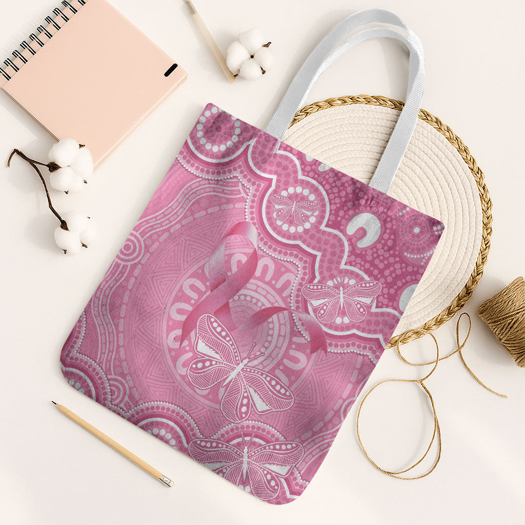 Australia Indigenous Tote Bag Pink Ribbon Breast Cancer Butterfly Aboriginal