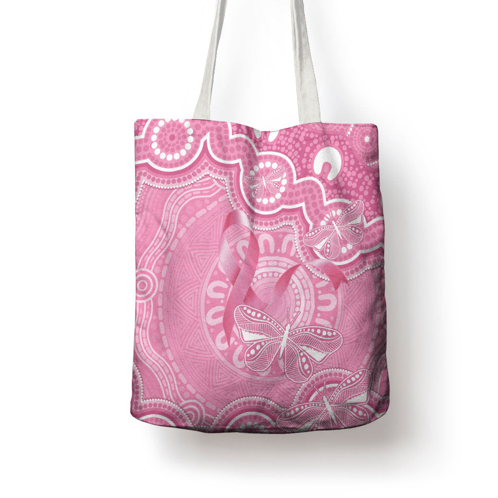 Australia Indigenous Tote Bag Pink Ribbon Breast Cancer Butterfly Aboriginal