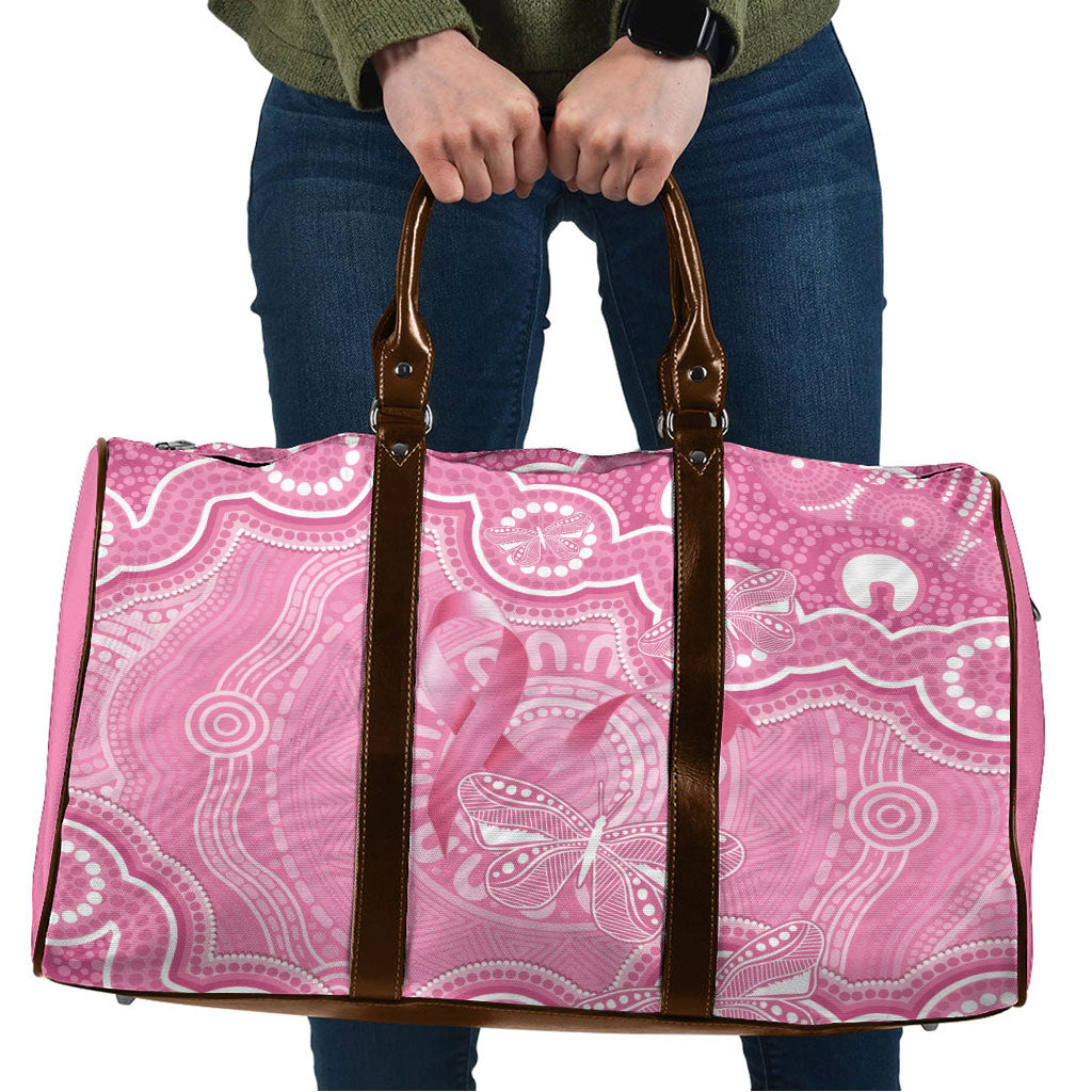 Australia Indigenous Travel Bag Pink Ribbon Breast Cancer Butterfly Aboriginal