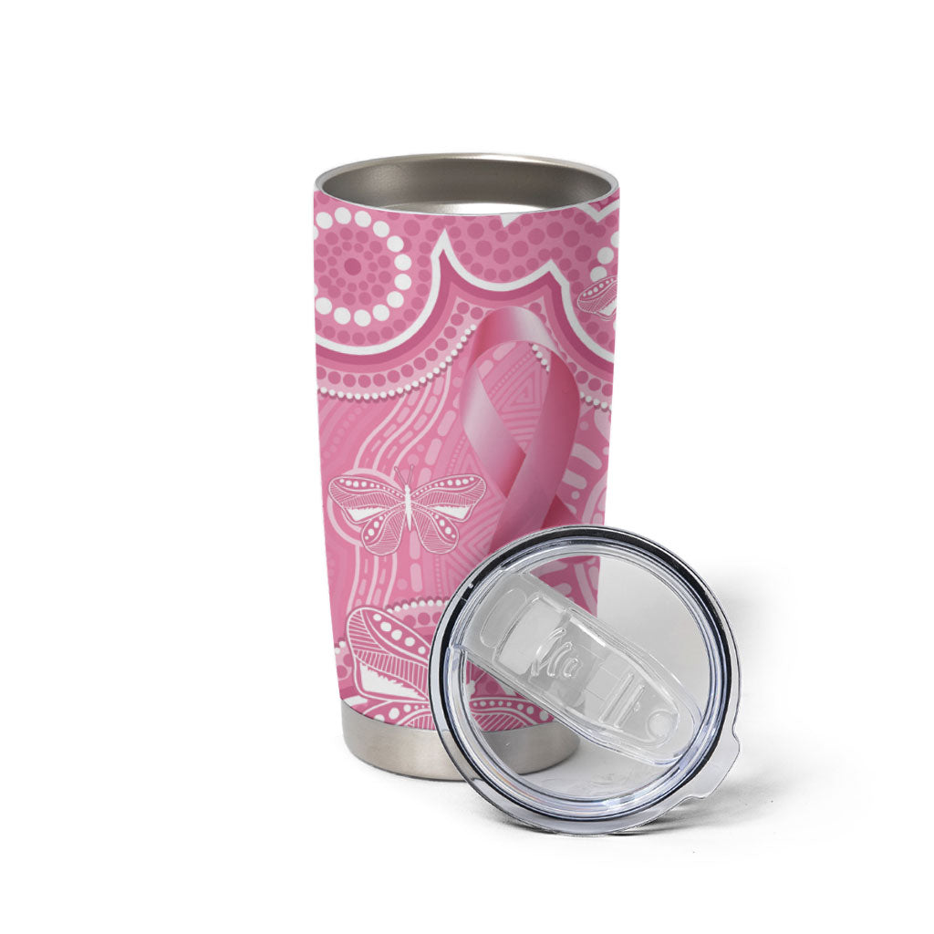 Australia Indigenous Tumbler Cup Pink Ribbon Breast Cancer Butterfly Aboriginal