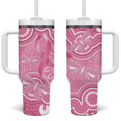 Australia Indigenous Tumbler With Handle Pink Ribbon Breast Cancer Butterfly Aboriginal