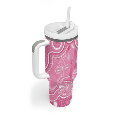 Australia Indigenous Tumbler With Handle Pink Ribbon Breast Cancer Butterfly Aboriginal