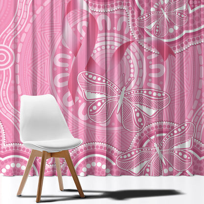 Australia Indigenous Window Curtain Pink Ribbon Breast Cancer Butterfly Aboriginal