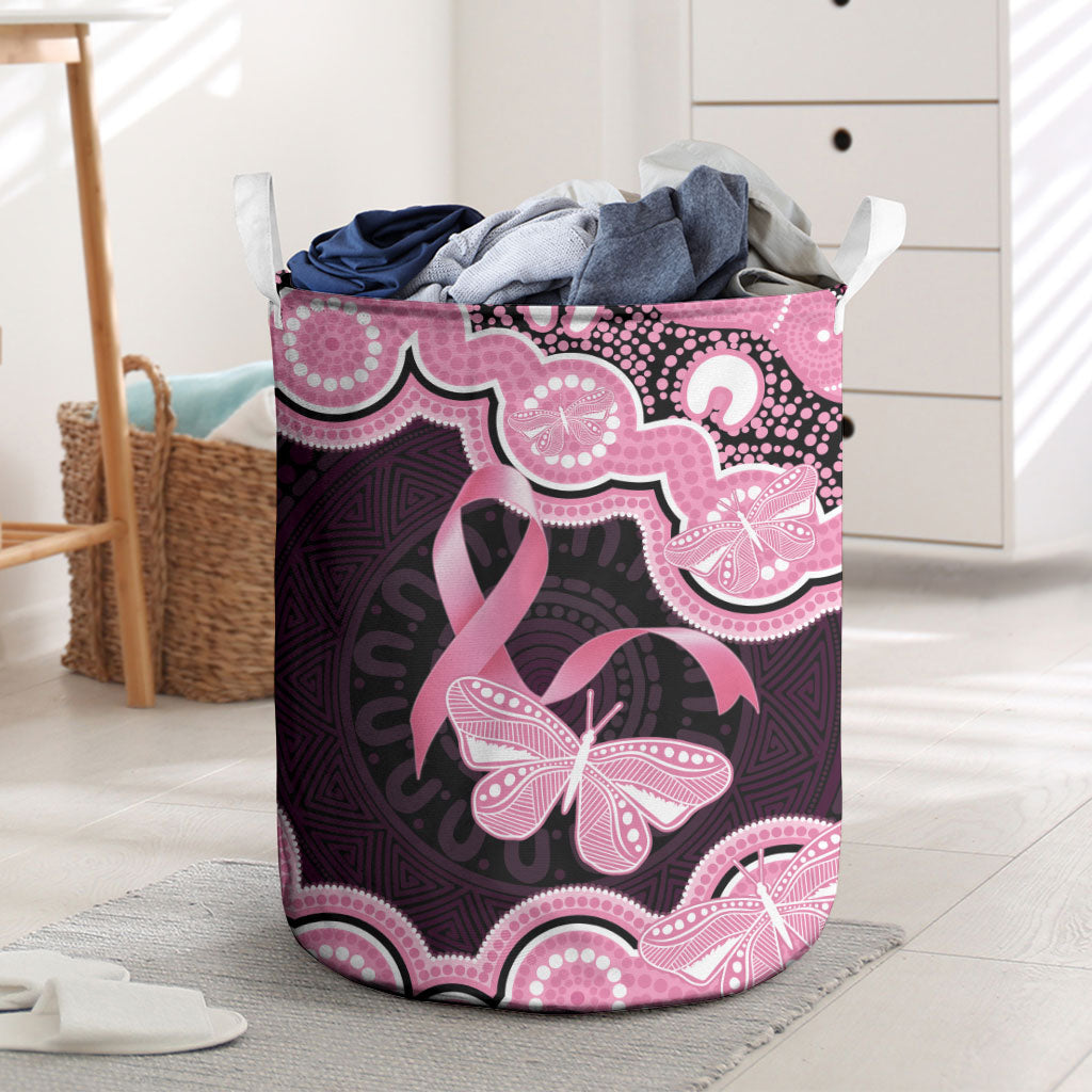 Australia Indigenous Laundry Basket Pink Ribbon Breast Cancer Butterfly Aboriginal Black