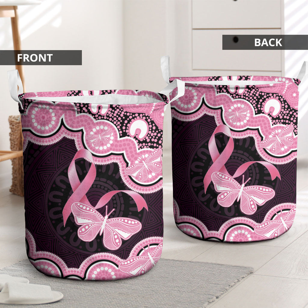 Australia Indigenous Laundry Basket Pink Ribbon Breast Cancer Butterfly Aboriginal Black