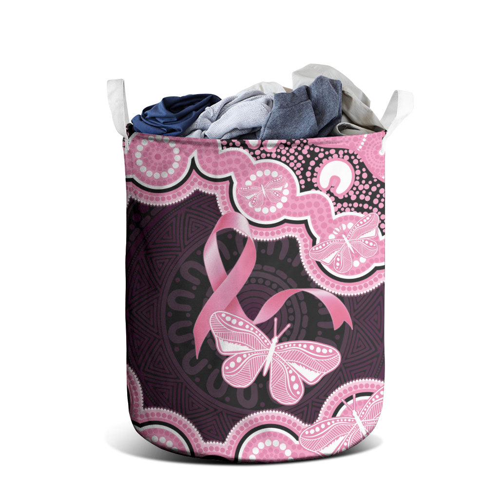 Australia Indigenous Laundry Basket Pink Ribbon Breast Cancer Butterfly Aboriginal Black