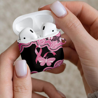 Australia Indigenous AirPods Case Pink Ribbon Breast Cancer Butterfly Aboriginal Black