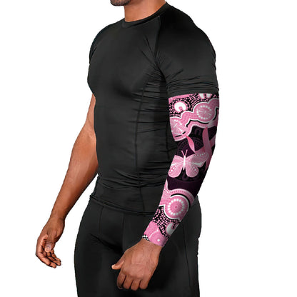 Australia Indigenous Arm Sleeves Pink Ribbon Breast Cancer Butterfly Aboriginal Black
