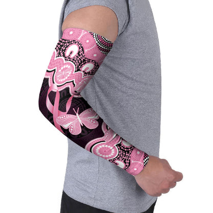 Australia Indigenous Arm Sleeves Pink Ribbon Breast Cancer Butterfly Aboriginal Black