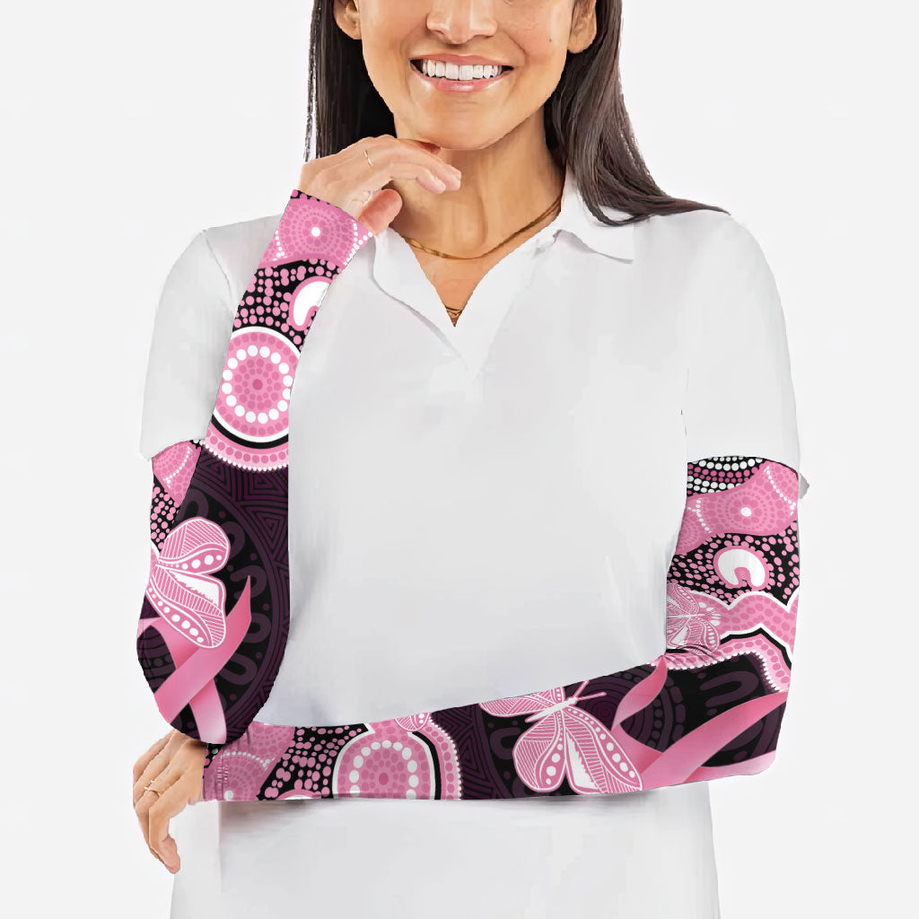 Australia Indigenous Arm Sleeves Pink Ribbon Breast Cancer Butterfly Aboriginal Black