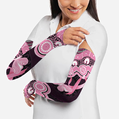 Australia Indigenous Arm Sleeves Pink Ribbon Breast Cancer Butterfly Aboriginal Black
