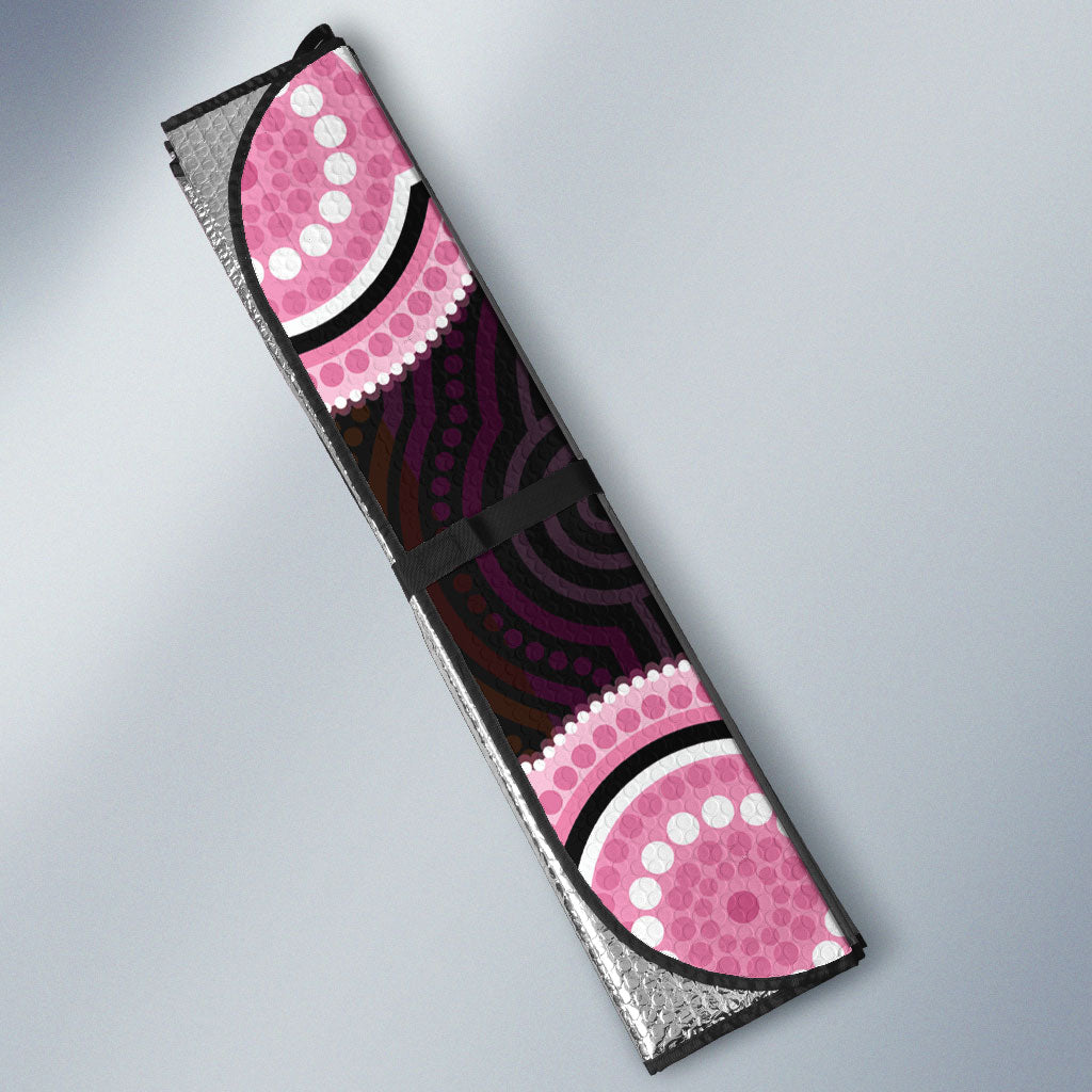 Australia Indigenous Auto Sun Shade Pink Ribbon Breast Cancer Butterfly Aboriginal Black