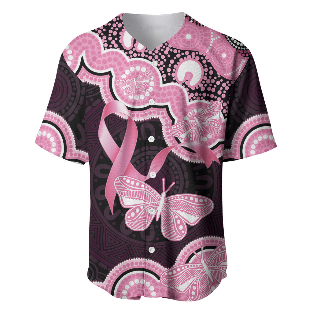 Australia Indigenous Baseball Jersey Pink Ribbon Breast Cancer Butterfly Aboriginal Black