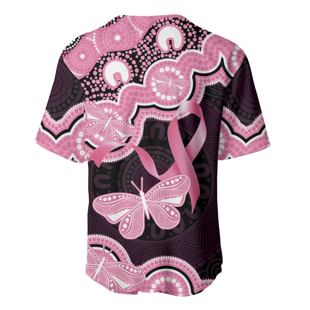 Australia Indigenous Baseball Jersey Pink Ribbon Breast Cancer Butterfly Aboriginal Black