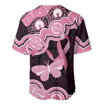 Australia Indigenous Baseball Jersey Pink Ribbon Breast Cancer Butterfly Aboriginal Black